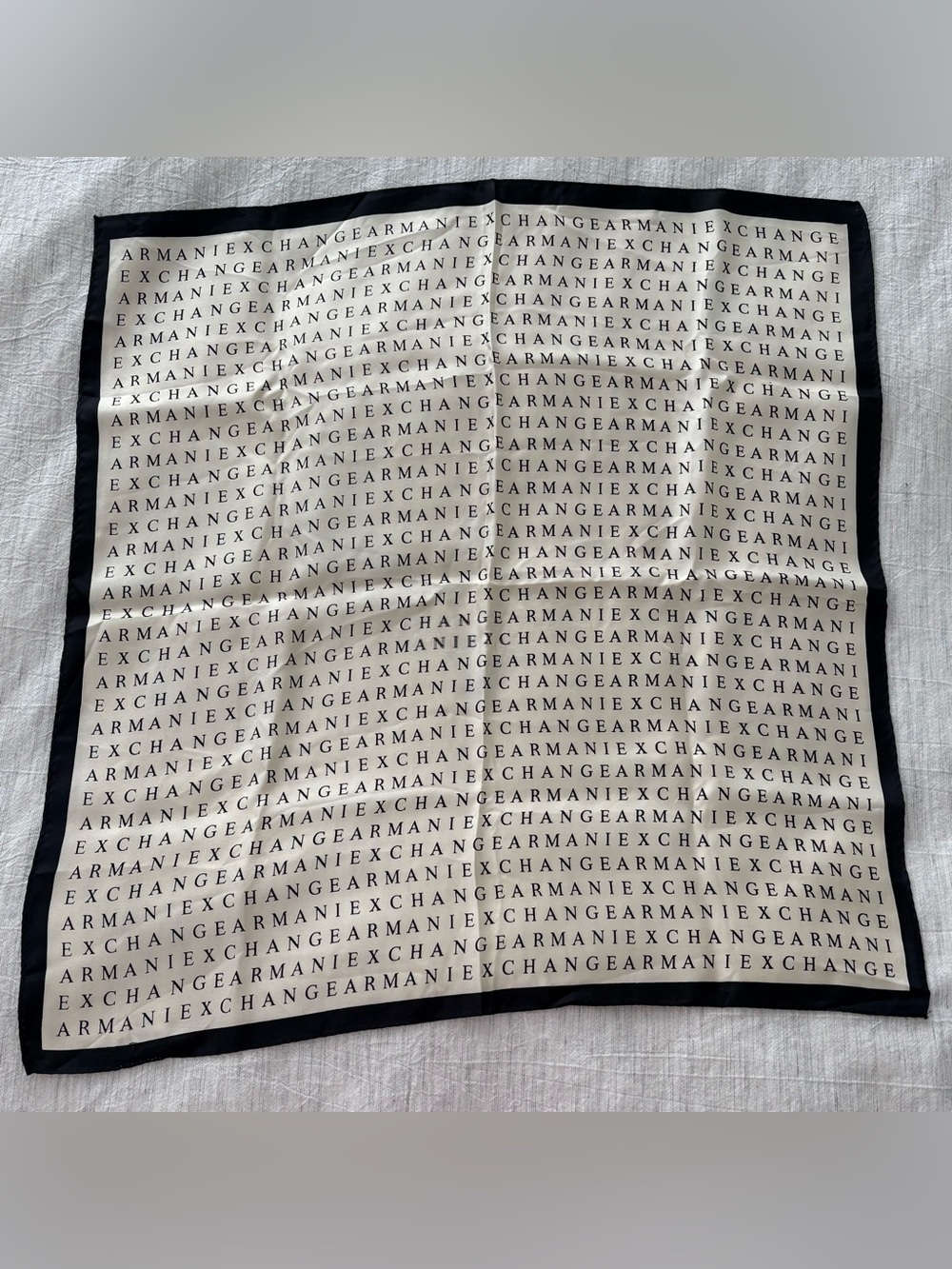 Armani Exchange Black & White Repeating Logo Scarf 20 by 20